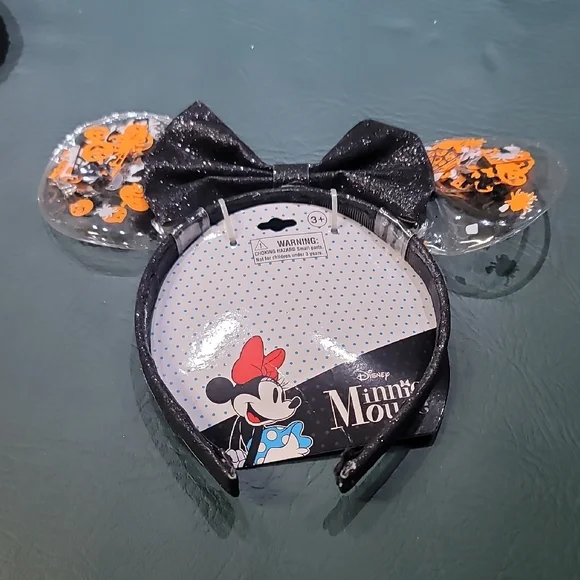 **Disney Sparkling Orange Minnie Ears with Black Bow** - Picture 4 of 6